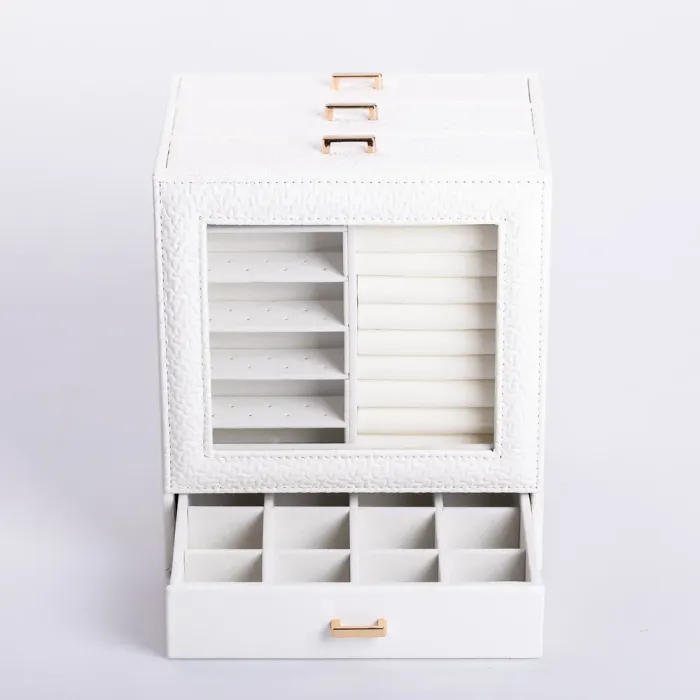 Скринька для прикрас з еко шкіри 3 яруси органайзер для ювелірних виробів (HP-5-16W) - зображення 4