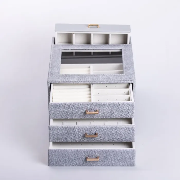 Скринька для прикрас з еко шкіри 3 яруси органайзер для ювелірних виробів (HP-5-16G) - изображение 4