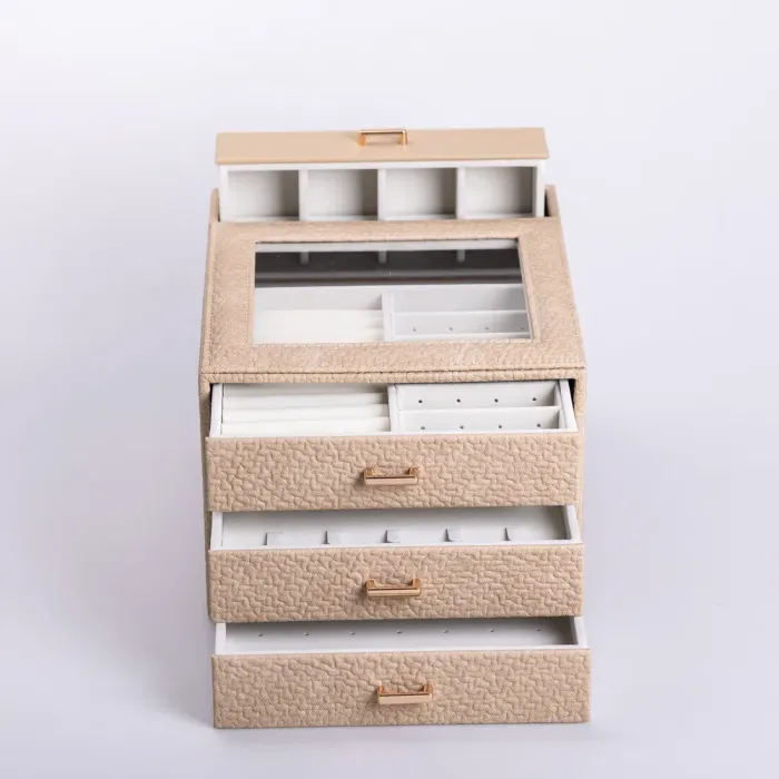 Скринька для прикрас з еко шкіри 3 яруси органайзер для ювелірних виробів (HP-5-16CR) - изображение 4