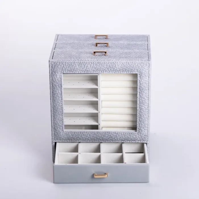Скринька для прикрас з еко шкіри 3 яруси органайзер для ювелірних виробів (HP-5-16G) - изображение 5