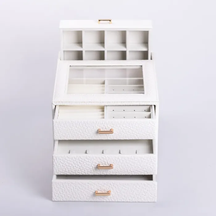 Скринька для прикрас з еко шкіри 3 яруси органайзер для ювелірних виробів (HP-5-16W) - зображення 5
