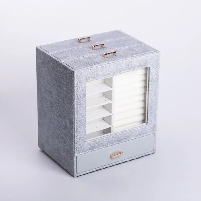 Скринька для прикрас з еко шкіри 3 яруси органайзер для ювелірних виробів (HP-5-16G) - изображение 6