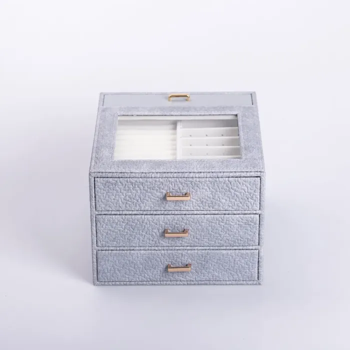 Скринька для прикрас з еко шкіри 3 яруси органайзер для ювелірних виробів (HP-5-16G) - изображение 7