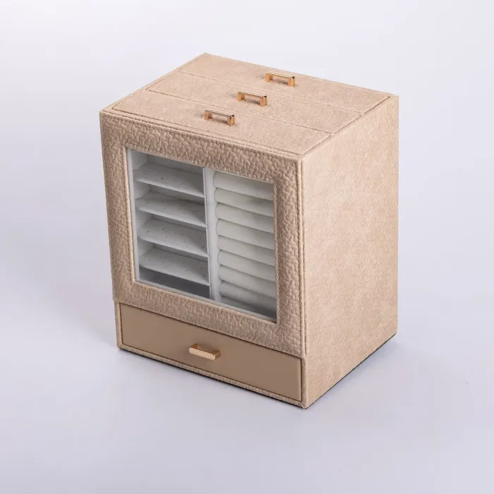 Скринька для прикрас з еко шкіри 3 яруси органайзер для ювелірних виробів (HP-5-16CR) - изображение 7