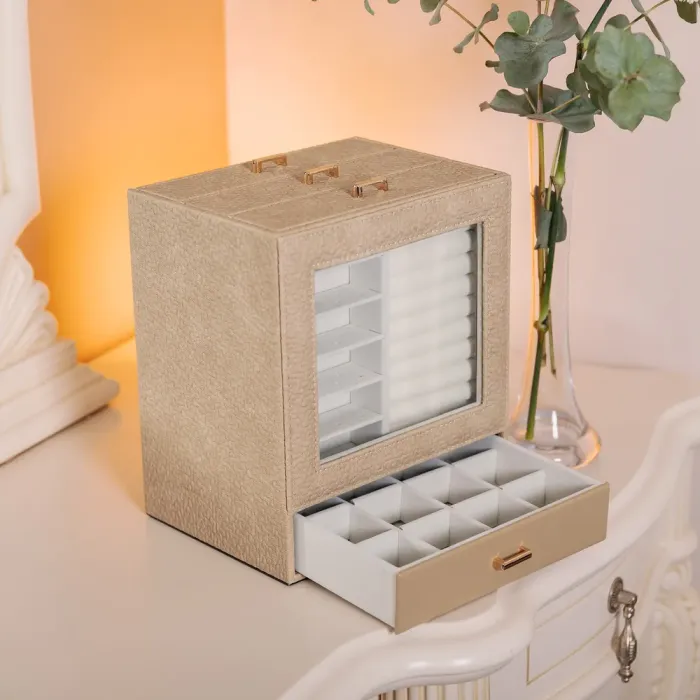 Скринька для прикрас з еко шкіри 3 яруси органайзер для ювелірних виробів (HP-5-16CR) - изображение 8