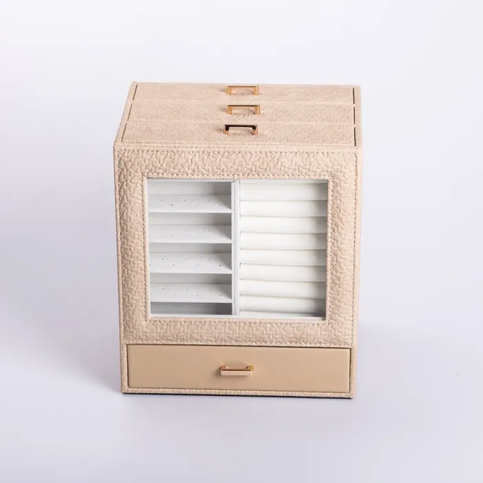 Скринька для прикрас з еко шкіри 3 яруси органайзер для ювелірних виробів (HP-5-16CR) - изображение 1