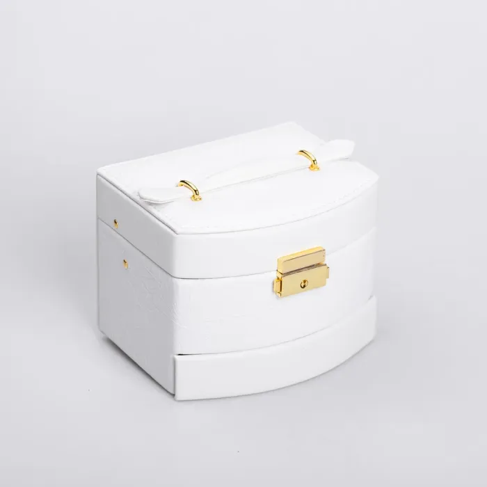 Скринька для прикрас з еко шкіри 3 яруси із замком органайзер для ювелірних виробів (HP-5-23W) - зображення 1