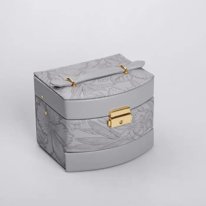 Скринька для прикрас з еко шкіри 3 яруси із замком органайзер для ювелірних виробів (HP-5-23G) - зображення 1