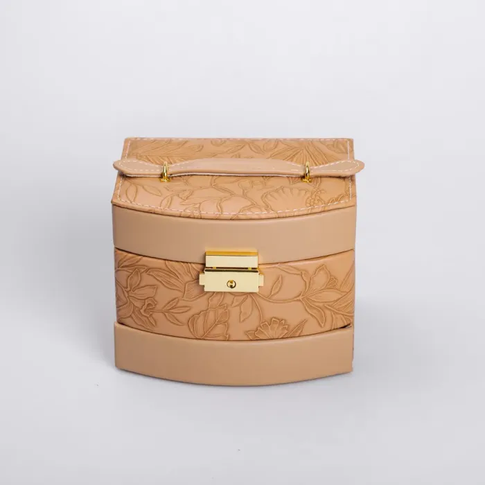 Скринька для прикрас з еко шкіри 3 яруси із замком органайзер для ювелірних виробів (HP-5-23BR) - зображення 2