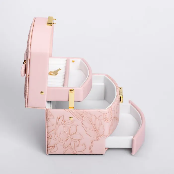 Скринька для прикрас з еко шкіри 3 яруси із замком органайзер для ювелірних виробів (HP-5-23P) - зображення 5