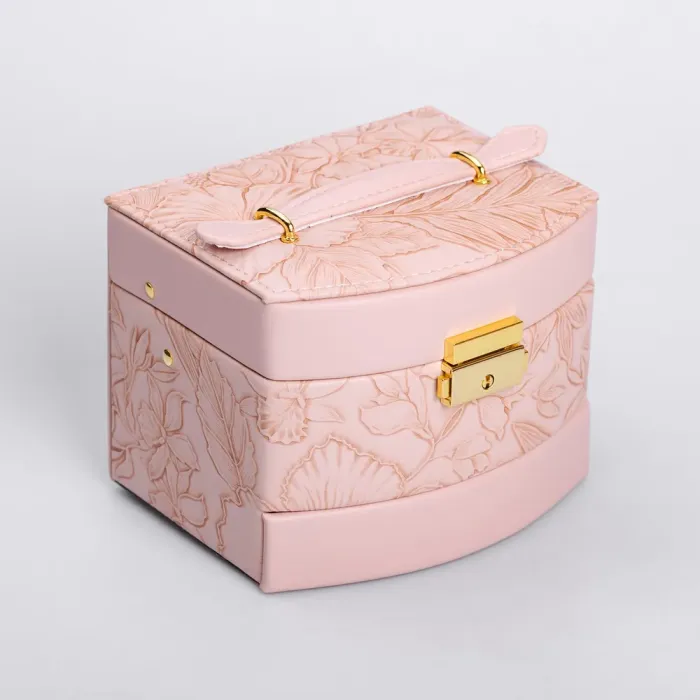 Скринька для прикрас з еко шкіри 3 яруси із замком органайзер для ювелірних виробів (HP-5-23P) - зображення 1