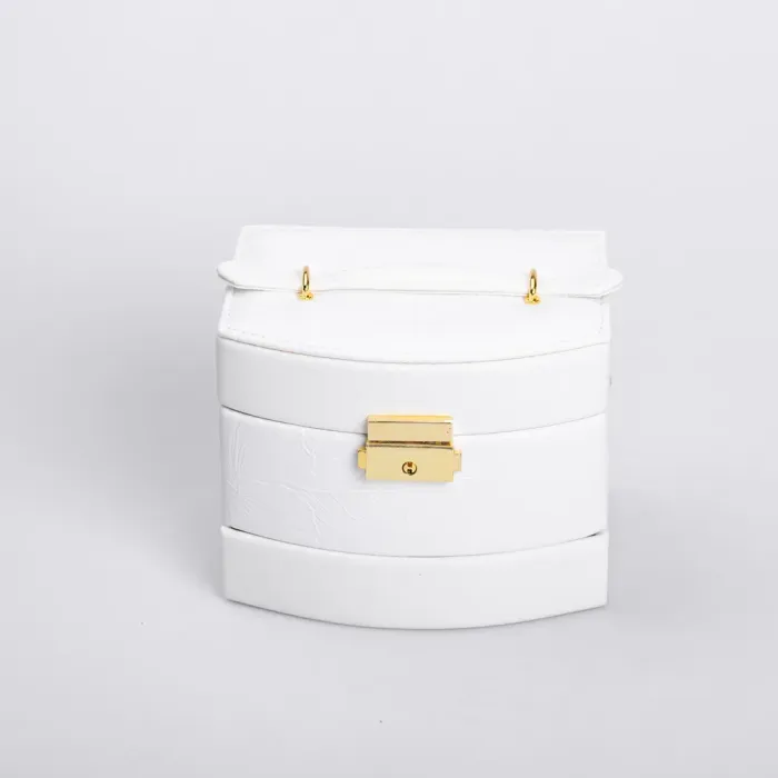 Скринька для прикрас з еко шкіри 3 яруси із замком органайзер для ювелірних виробів (HP-5-23W) - зображення 6