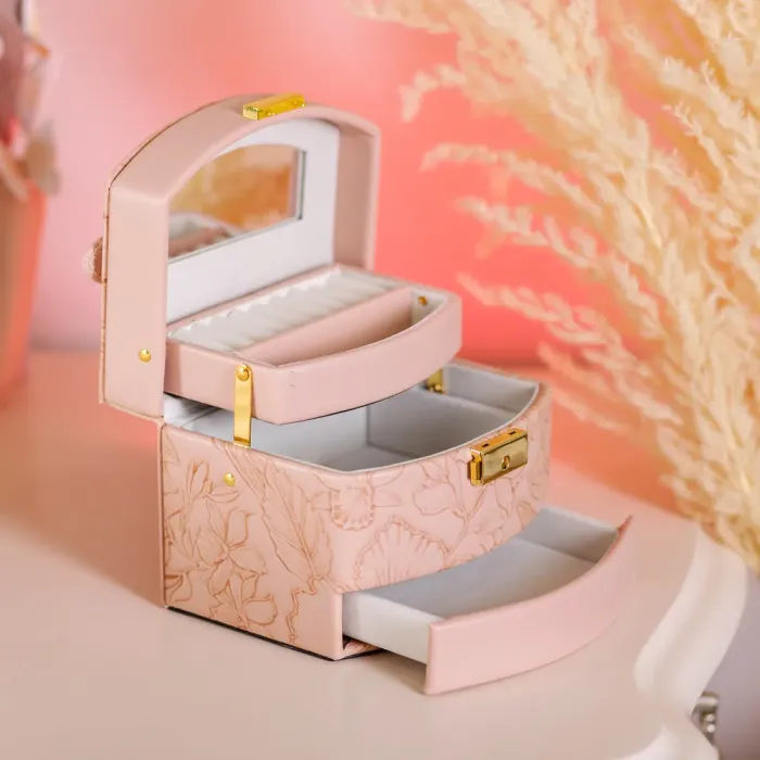 Скринька для прикрас з еко шкіри 3 яруси із замком органайзер для ювелірних виробів (HP-5-23P) - зображення 7