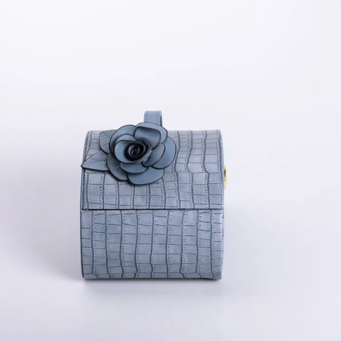 Скринька для прикрас з еко шкіри 3 яруси із замком органайзер для ювелірних виробів (HP-5-21BL) - изображение 9