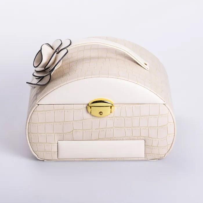 Скринька для прикрас з еко шкіри 3 яруси із замком органайзер для ювелірних виробів (HP-5-21BE) - изображение 9