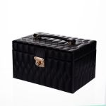 Скринька для прикрас з еко шкіри 3 яруси з дзеркалом органайзер для ювелірних виробів Чорний Yiwu HP-5-17B (HP-5-17B)