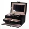 Скринька для прикрас з еко шкіри 3 яруси з дзеркалом органайзер для ювелірних виробів Чорний Yiwu HP-5-17B (HP-5-17B)