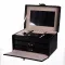 Скринька для прикрас з еко шкіри 3 яруси з дзеркалом органайзер для ювелірних виробів Чорний Yiwu HP-5-17B (HP-5-17B)