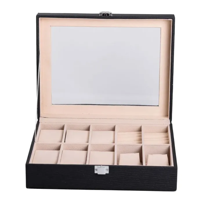 Скринька для прикрас з еко шкіри із дзеркалом органайзер для ювелірних виробів (HP-5-6B) - зображення 3