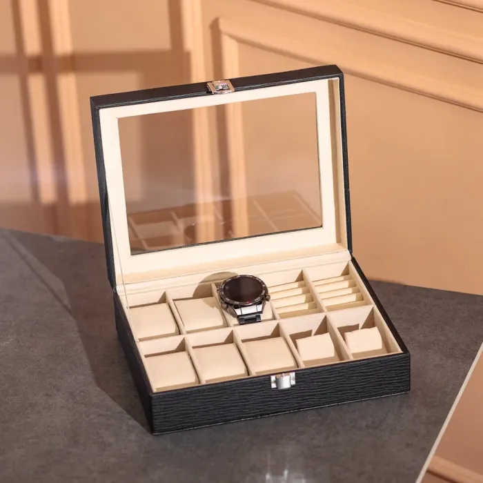 Скринька для прикрас з еко шкіри із дзеркалом органайзер для ювелірних виробів (HP-5-6B) - зображення 5