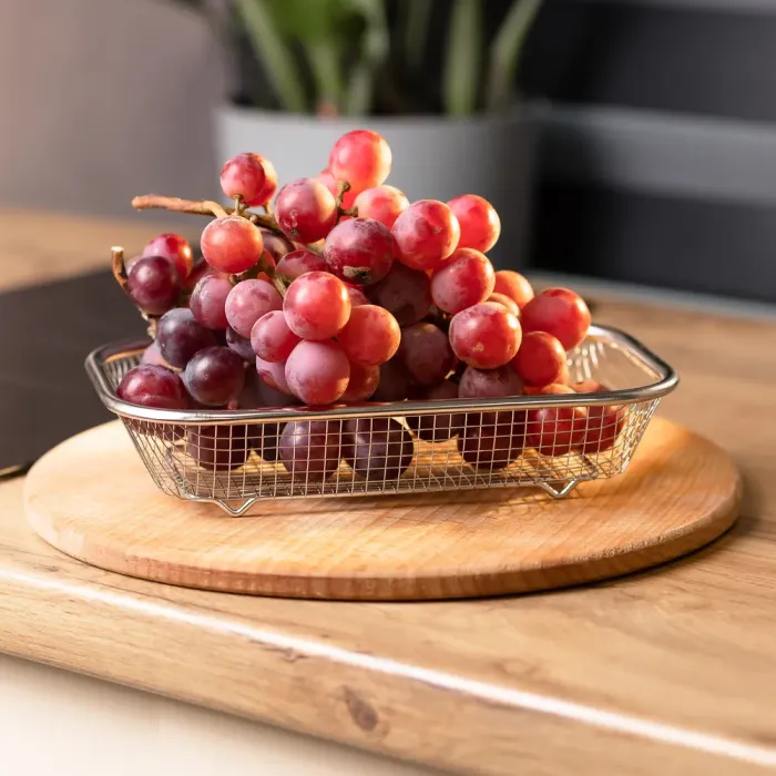 Сито-корзина для мытья овощей и фруктов 24х15х5 см дуршлаг из нержавеющей стали (HP-19-23-S) - изображение 6