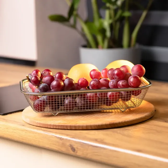 Сито-корзина для мытья овощей и фруктов 29.5х21х6 см дуршлаг из нержавеющей стали (HP-19-23-M) - изображение 6