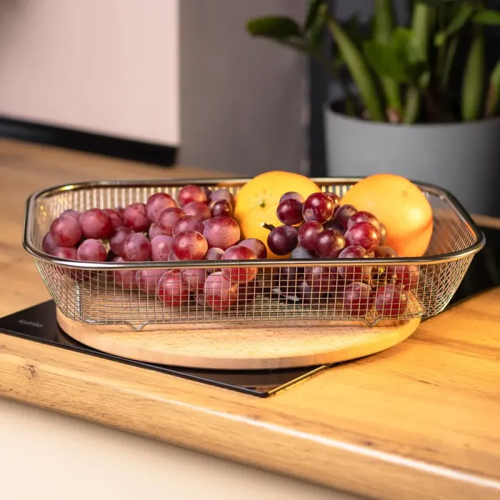 Сито-корзина для мытья овощей и фруктов 37.5х27.5х6.8 см дуршлаг из нержавеющей стали (HP-19-23-L) - изображение 6