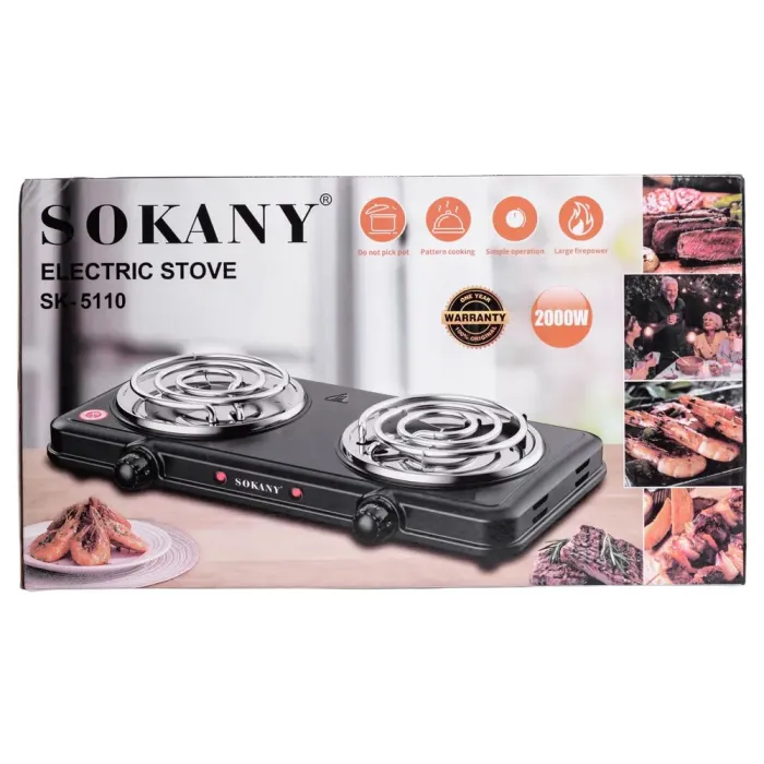 Електроплита двоконфоркова настільна плита 2000 Вт Sokany SK-5110 (SK-5110) - изображение 9