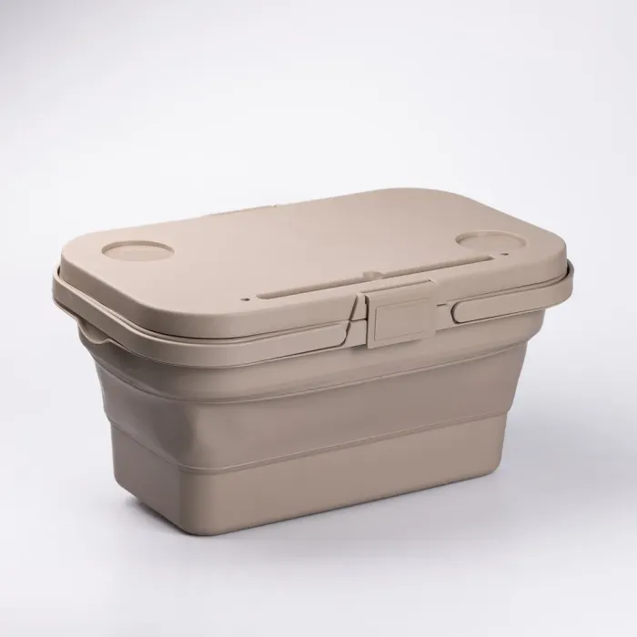 Складний кошик для пікніка з кришкою-столиком 44.8х26х14 см Бежевий (SJ-0120BE) - изображение 1