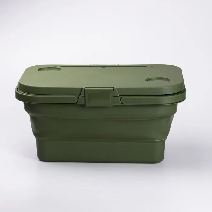 Складний кошик для пікніка з кришкою-столиком 44.8х26х14 см Зелений (SJ-0120GR) - изображение 1