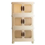 Складаний комод пластиковий на 3 полиці для зберігання речей на коліщатках портативний 47 х 29 х 87 см Білий (HPS659)