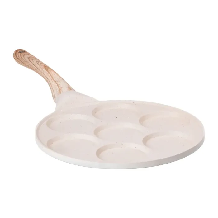 Сковорода с антипригарным покрытием 26 см для блинов, яиц и оладий 7-сегментная круглая бежевая (HP-39-582-W) - изображение 1