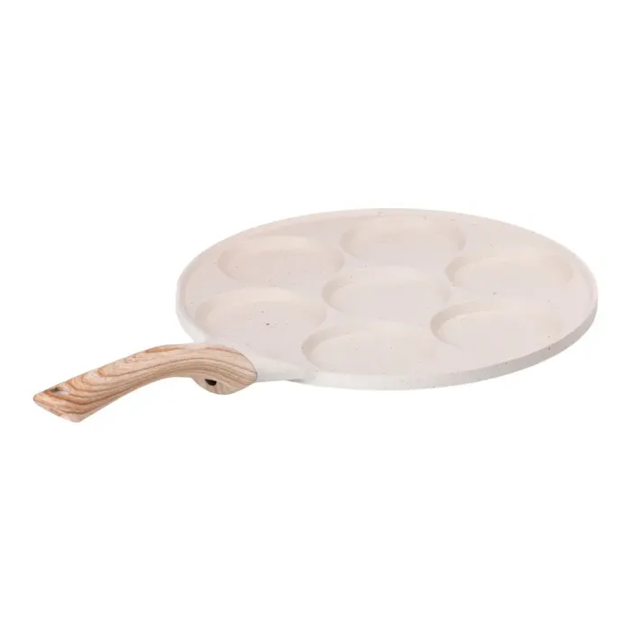 Сковорода с антипригарным покрытием 26 см для блинов, яиц и оладий 7-сегментная круглая бежевая (HP-39-582-W) - изображение 2