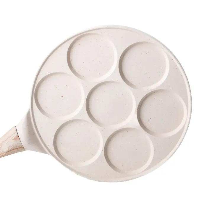 Сковорода с антипригарным покрытием 26 см для блинов, яиц и оладий 7-сегментная круглая бежевая (HP-39-582-W) - изображение 3