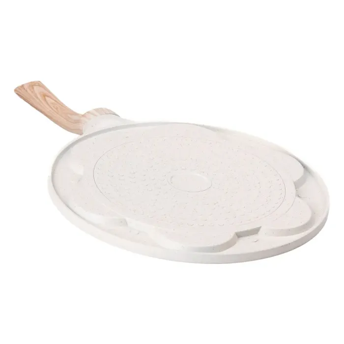 Сковорода с антипригарным покрытием 26 см для блинов, яиц и оладий 7-сегментная круглая бежевая (HP-39-582-W) - изображение 4