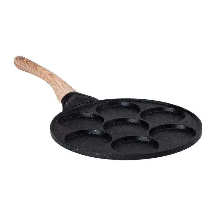 Сковорода с антипригарным покрытием 26 см для блинов, яиц и оладий, 7-секционная круглая черная (HP-39-582-B) - изображение 1