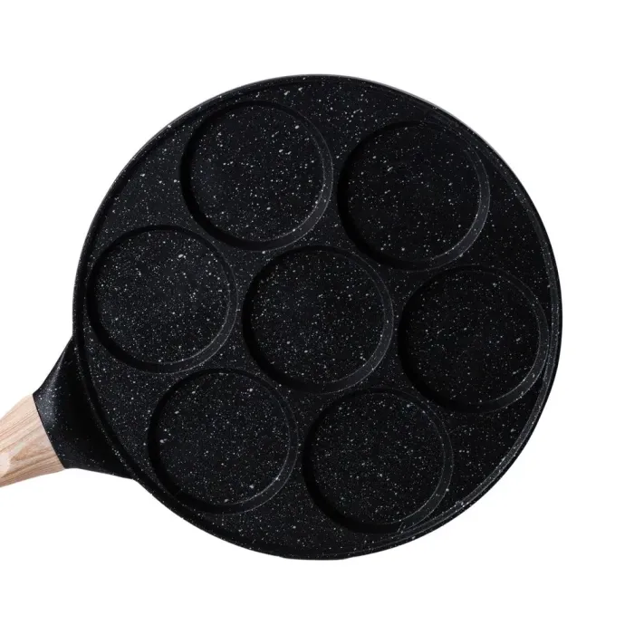 Сковорода с антипригарным покрытием 26 см для блинов, яиц и оладий, 7-секционная круглая черная (HP-39-582-B) - изображение 3
