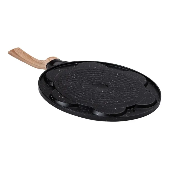 Сковорода с антипригарным покрытием 26 см для блинов, яиц и оладий, 7-секционная круглая черная (HP-39-582-B) - изображение 4