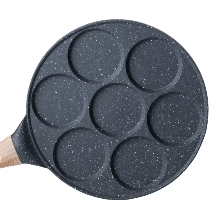 Сковорода с антипригарным покрытием 26 см для блинов, яиц и оладий, 7-секционная круглая серая (HP-39-582-C) - изображение 4