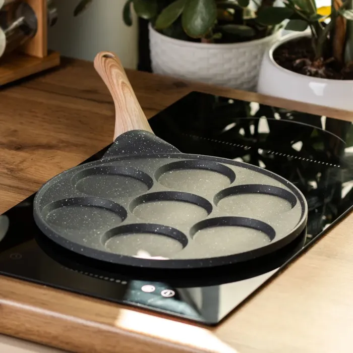 Сковорода с антипригарным покрытием 26 см для блинов, яиц и оладий, 7-секционная круглая серая (HP-39-582-C) - изображение 5