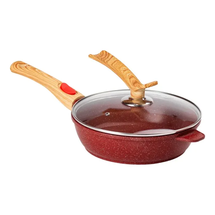 Сковорода MGC з кришкою 24 см з антипригарним покриттям 2.4 л зі знімною ручкою червона (HP-4-463R) - зображення 1