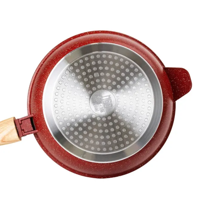 Сковорода MGC з кришкою 24 см з антипригарним покриттям 2.4 л зі знімною ручкою червона (HP-4-463R) - зображення 3