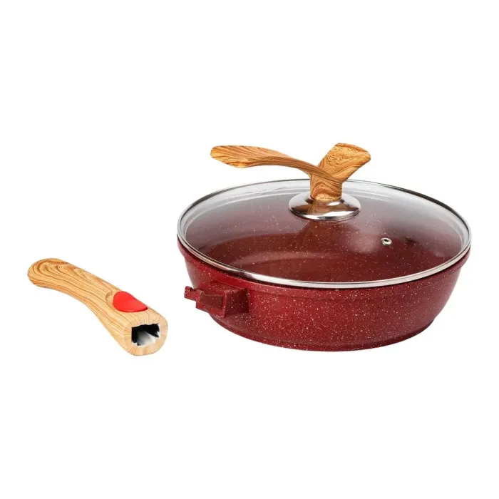 Сковорода MGC з кришкою 24 см з антипригарним покриттям 2.4 л зі знімною ручкою червона (HP-4-463R) - зображення 4