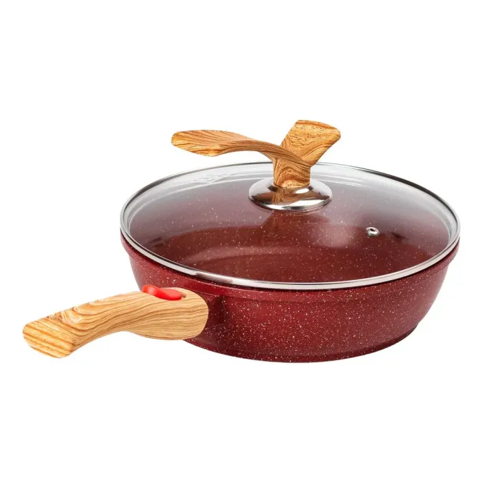 Сковорода MGC з кришкою 24 см з антипригарним покриттям 2.4 л зі знімною ручкою червона (HP-4-463R) - зображення 6