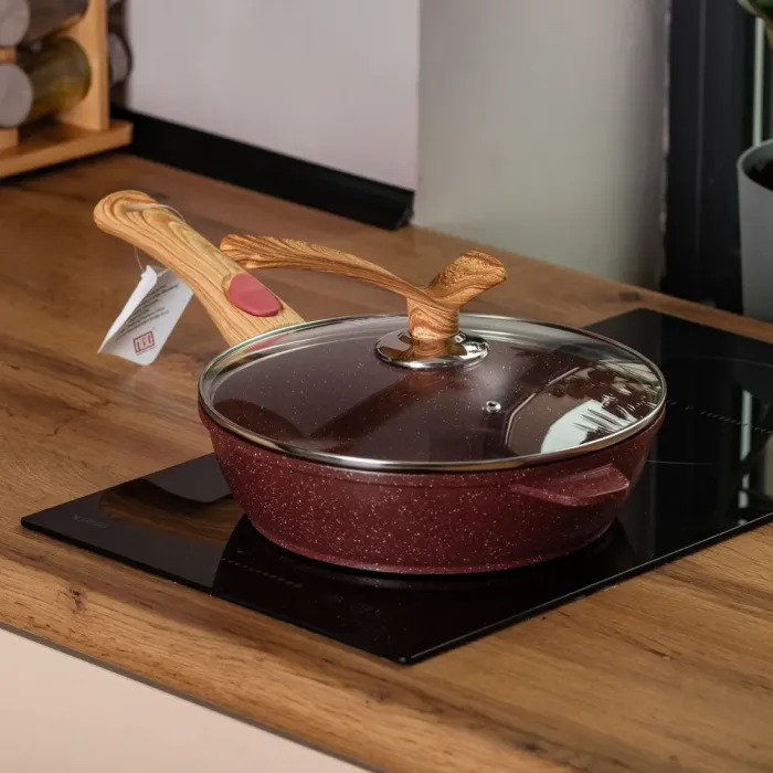 Сковорода MGC з кришкою 24 см з антипригарним покриттям 2.4 л зі знімною ручкою червона (HP-4-463R) - зображення 7