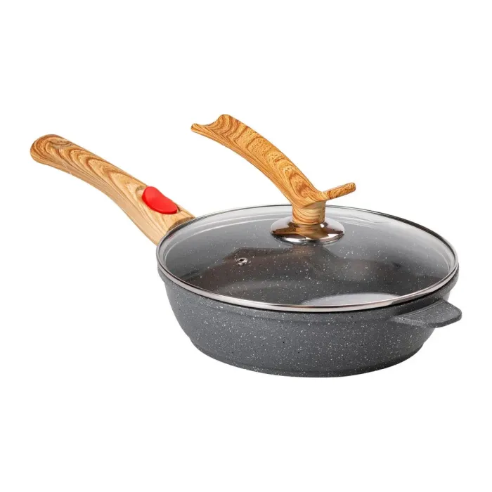 Сковорода MGC з кришкою 24 см з антипригарним покриттям 2.4 л зі знімною ручкою сіра (HP-4-463G) - зображення 1