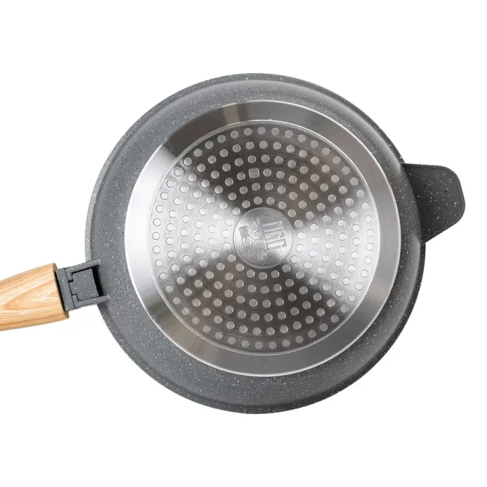 Сковорода MGC з кришкою 24 см з антипригарним покриттям 2.4 л зі знімною ручкою сіра (HP-4-463G) - зображення 3