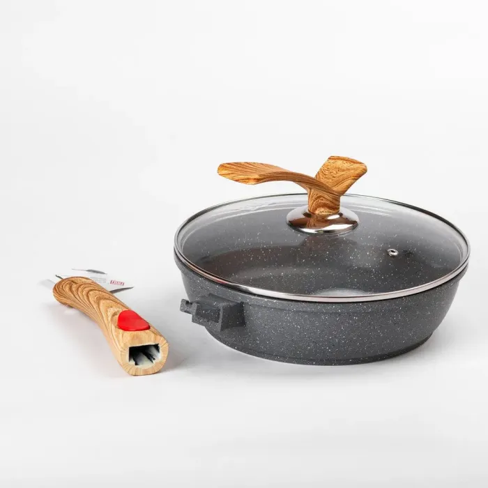 Сковорода MGC з кришкою 24 см з антипригарним покриттям 2.4 л зі знімною ручкою сіра (HP-4-463G) - зображення 5