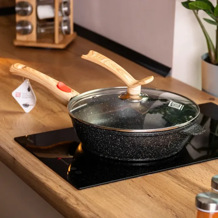 Сковорода MGC з кришкою 26 см з антипригарним покриттям 2.8 л зі знімною ручкою чорна (HP-4-464B) - зображення 6