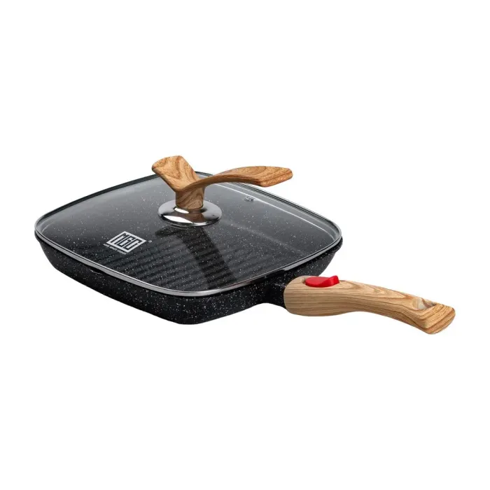 Сковорода-гриль квадратна MGC з кришкою 24 см з антипригарним покриттям та ручкою чорна (HP-4-461B) - зображення 5